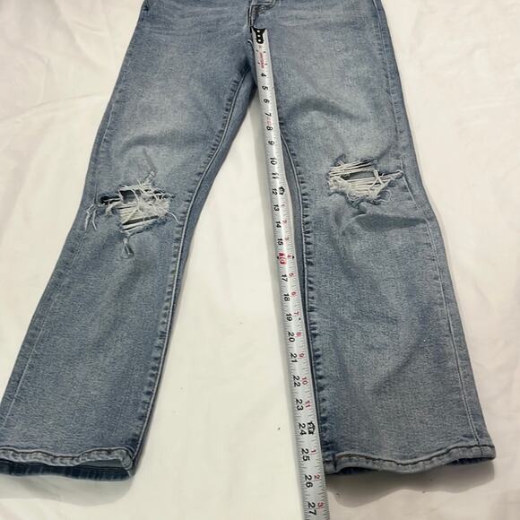 Levi’s Wedgie Straight Button Fly Ripped Distressed Denim Jeans Size 27 27x28 - Picture 10 of 12